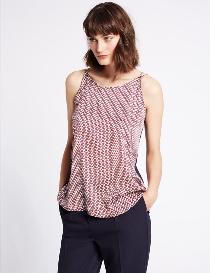 Marks & Spencer Geometric Print Satin Camisole Top Blush
