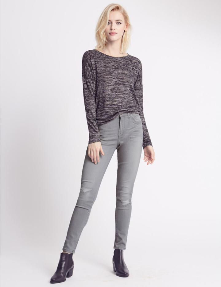 Marks & Spencer Mid Rise Skinny Leg Jeans Light Grey