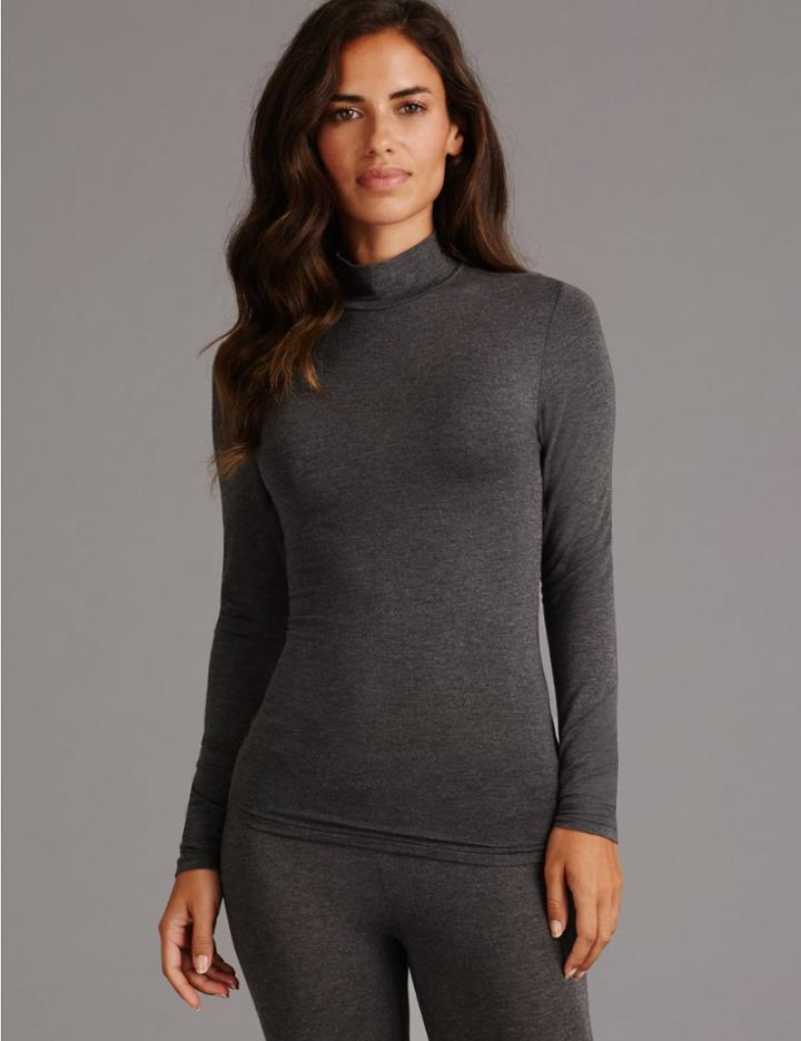 Marks & Spencer Heatgen&trade; Thermal Turtle Neck Top With Cashmere Charcoal
