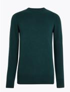 Marks & Spencer Pure Cotton Crew Neck Jumper Green