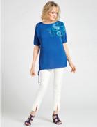 Marks & Spencer Floral Print Round Neck Short Sleeve T-shirt Navy Mix