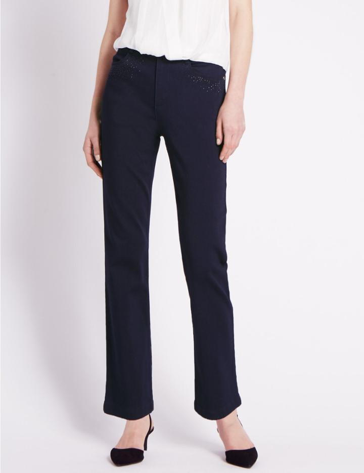 Marks & Spencer Embellished Straight Leg Jeans Indigo