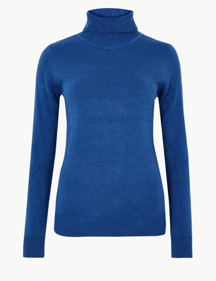 Marks & Spencer Cashmilon&trade; Roll Neck Jumper Azure Blue