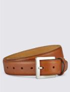 Marks & Spencer Leather Rectangular Buckle Notched Belt Tan