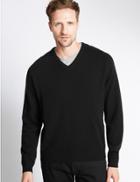 Marks & Spencer Pure Lambswool V-neck Jumper Black