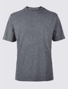 Marks & Spencer Pure Cotton Textured Crew Neck T-shirt Denim Mix