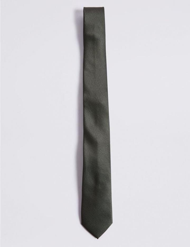 Marks & Spencer Skinny Textured Tie Khaki