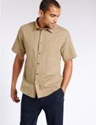 Marks & Spencer Cotton Blend Shirt With Pocket Neutral