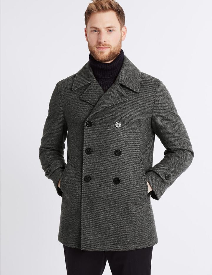 Marks & Spencer Wool Blend Peacoat Grey