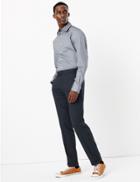 Marks & Spencer Cotton Stretch Slim Fit Shirt Navy Mix