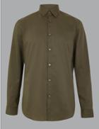 Marks & Spencer Cotton Slim Fit Shirt Khaki