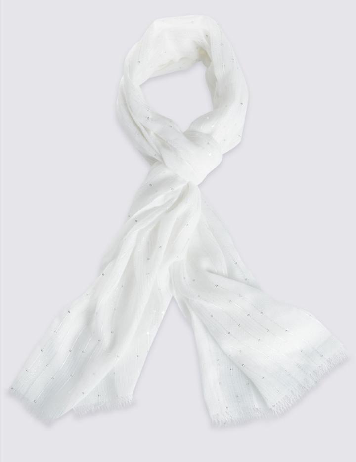 Marks & Spencer Striped Scarf Cream