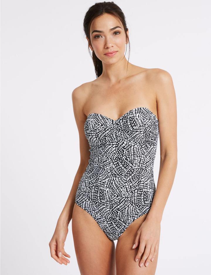Marks & Spencer Secret Slimming&trade; Non-wired Bandeau Swimsuit Black Mix