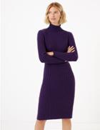 Marks & Spencer Ribbed Knitted Midi Dress Redcurrant