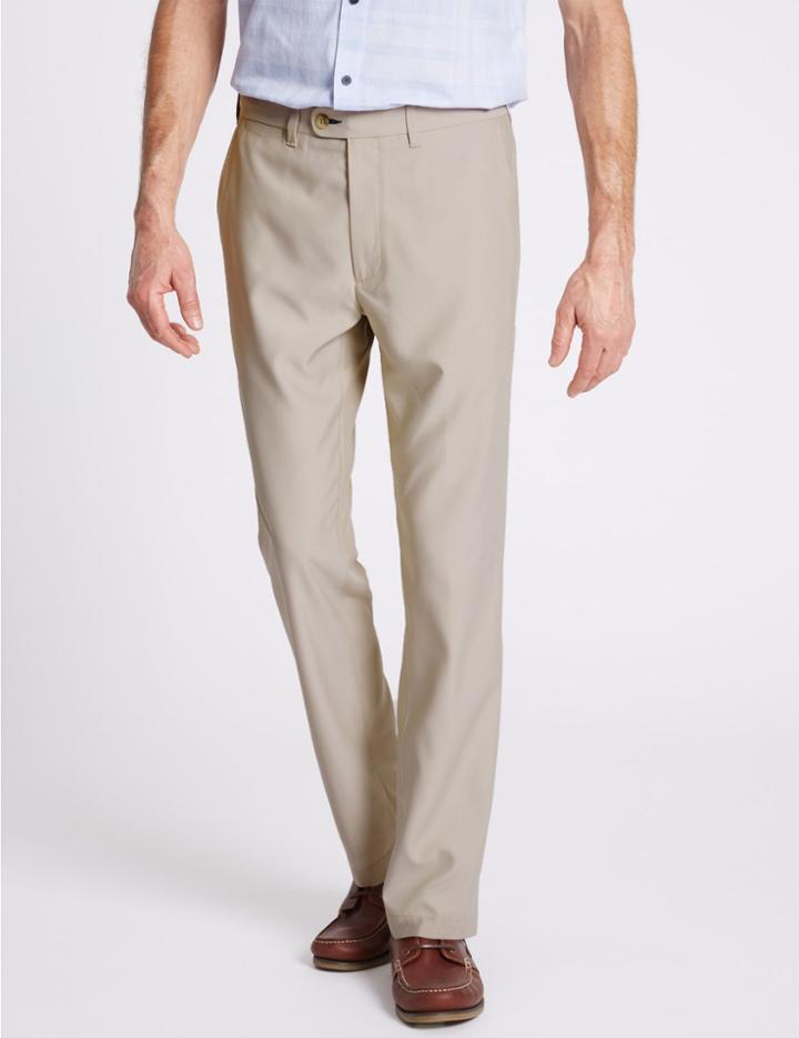 Marks & Spencer Slim Fit Flat Front Golf Chinos Stone