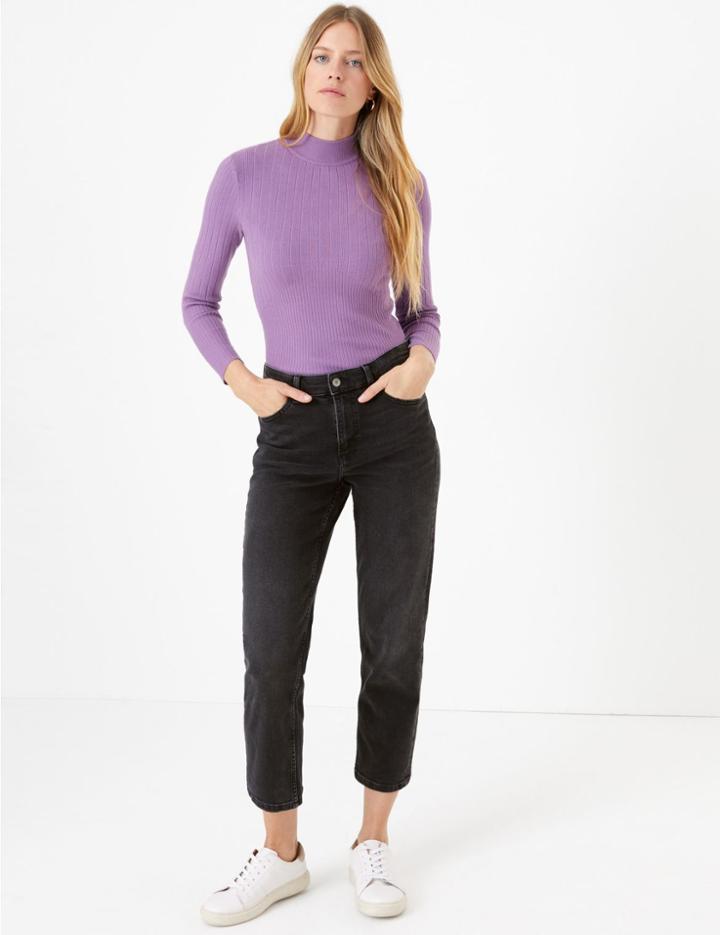 Marks & Spencer High Waist Ankle Grazer Jeans Black Mix