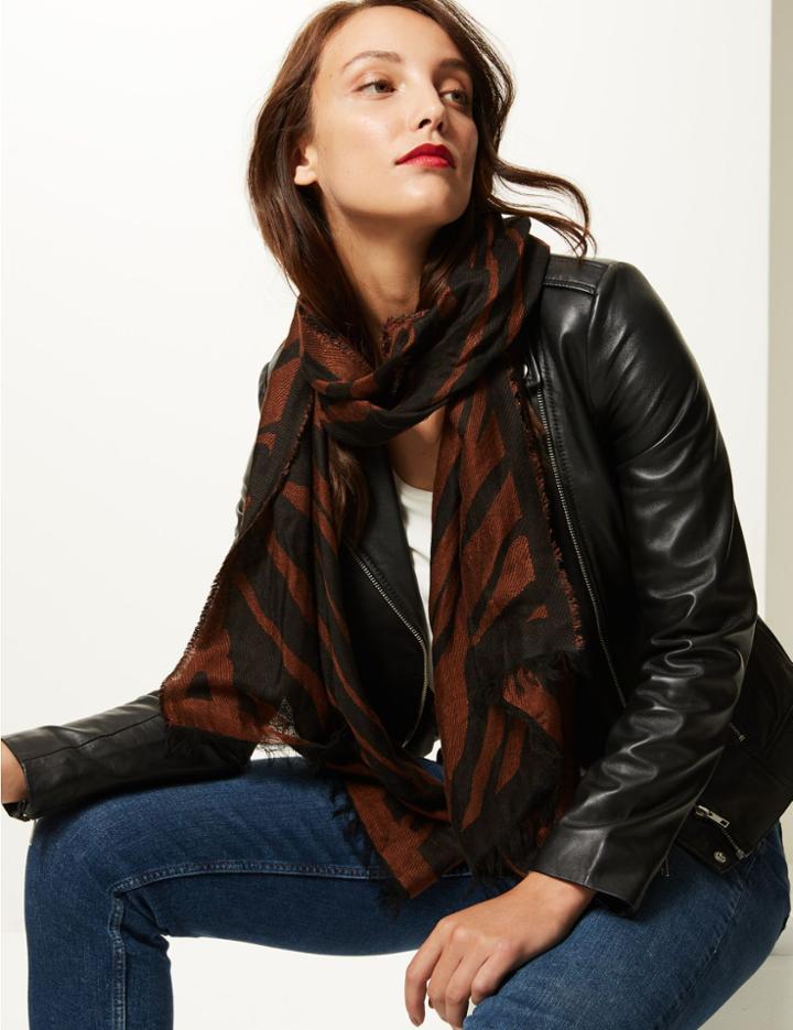 Marks & Spencer Animal Print Scarf Tan