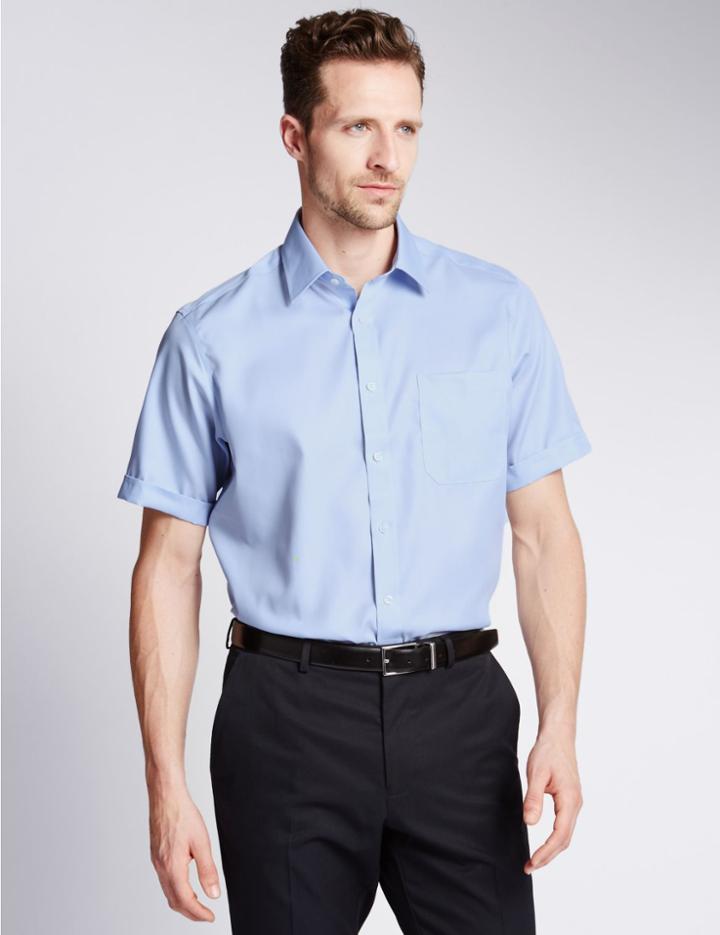 Marks & Spencer Short Sleeve Non-iron Regular Shirt Sky