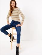 Marks & Spencer Sparkly Striped Straight Fit Sweatshirt Neutral