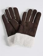 Marks & Spencer Faux Fur Shearling Gloves Chocolate