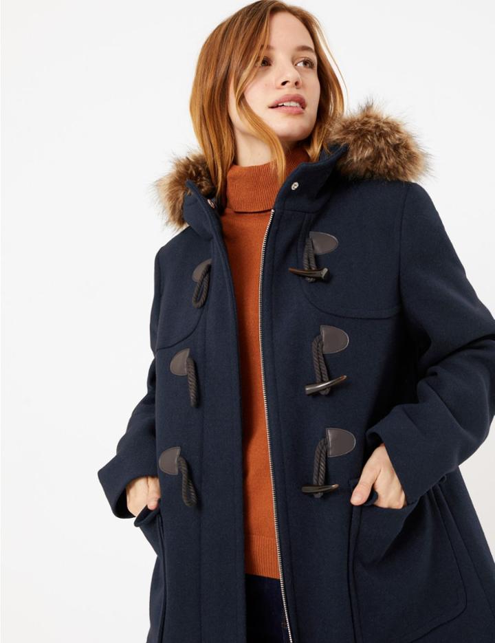 Marks & Spencer Petite Duffle Coat Navy