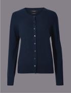 Marks & Spencer Pure Cashmere Button Through Cardigan Medium Navy
