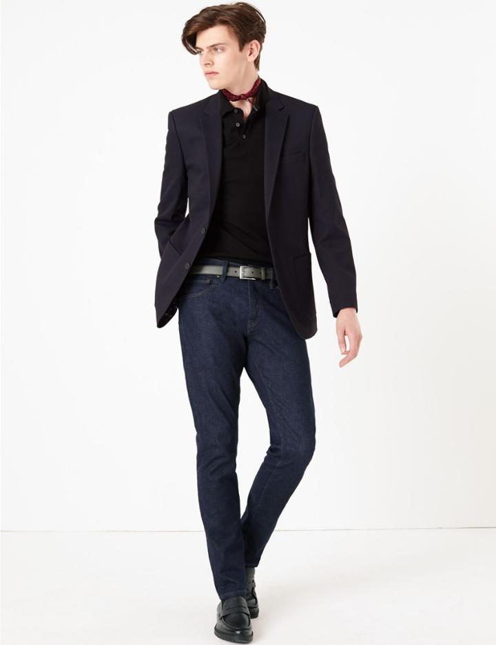 Marks & Spencer Slim Fit Smart Jeans With Stretch Indigo
