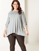 Marks & Spencer Curve Cowl Neck 3/4 Sleeve Jumper Grey
