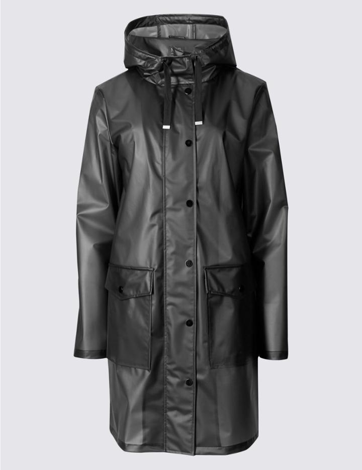 Marks & Spencer Hooded Long Anorak Black