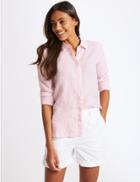 Marks & Spencer Pure Linen Long Sleeve Shirt Light Pink