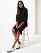 Marks & Spencer Cotton Blend Funnel Neck Shift Dress Black