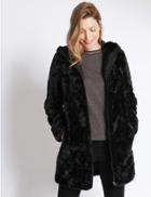 Marks & Spencer Hooded Faux Fur Overcoat Black
