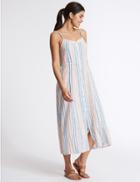 Marks & Spencer Pure Cotton Striped Maxi Dress White Mix