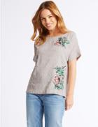 Marks & Spencer Peitie Pure Linen Striped Blouse Multi/neutral