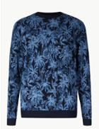 Marks & Spencer Pure Cotton Palm Print Jumper Blue Mix