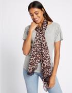 Marks & Spencer Pure Silk Animal Print Scarf Coral Mix