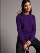 Marks & Spencer Pure Cashmere Ribbed Round Neck Jumper Purple