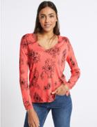 Marks & Spencer Floral Print V-neck Jumper Watermelon