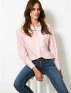 Marks & Spencer Pure Cotton Oversized Striped Shirt Pink Mix