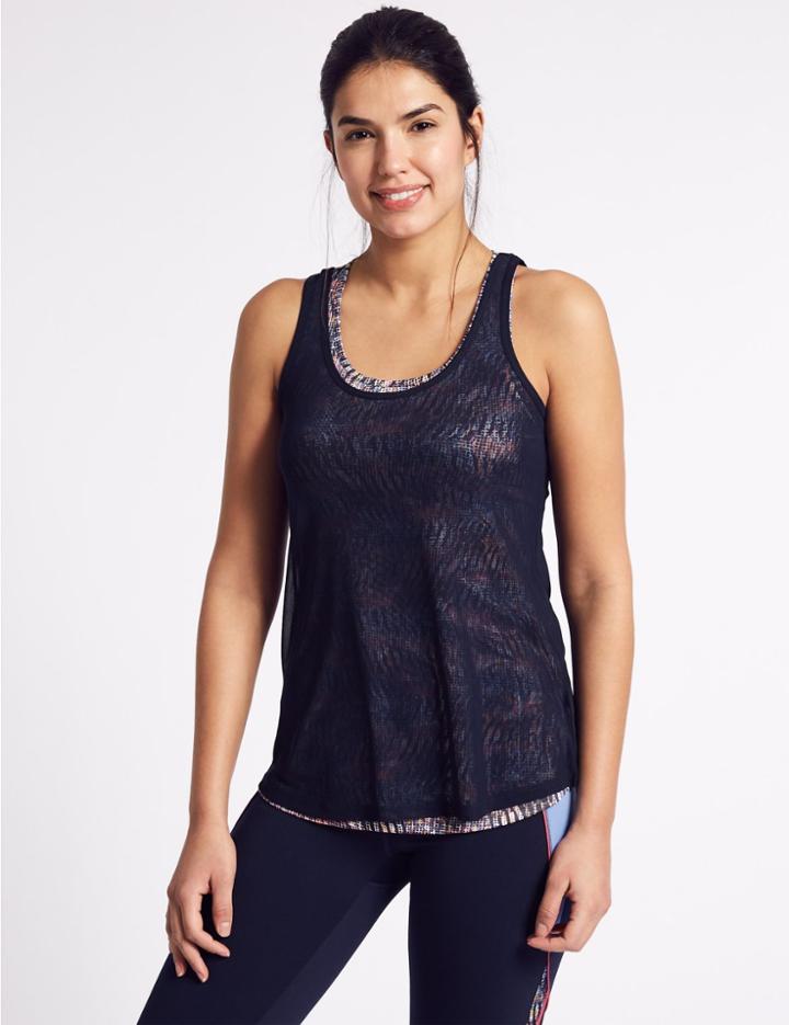 Marks & Spencer Mesh Double Layer Scoop Neck Vest Multi