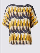 Marks & Spencer Flame Print Short Sleeve Shell Top Gold Mix