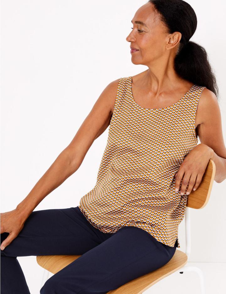 Marks & Spencer Geometric Print Vest Top Ivory Mix