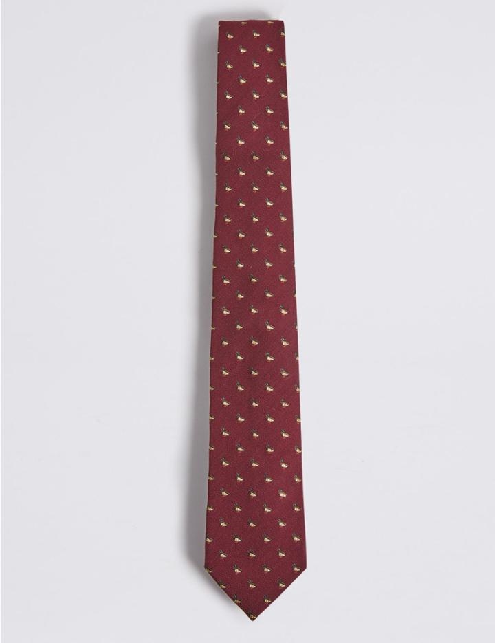 Marks & Spencer Wool Blend Novelty Tie Burgundy Mix