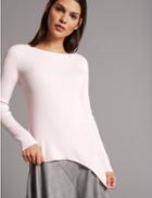 Marks & Spencer Wool Blend Asymmetrical Hem Jumper Light Pink