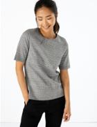 Marks & Spencer Checked Short Sleeve Top Grey Mix