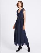 Marks & Spencer Spotted Tulle Maxi Dress Dark Navy