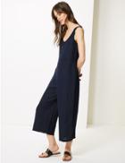 Marks & Spencer Button Detailed Jumpsuit Navy
