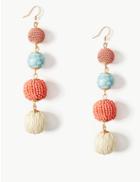 Marks & Spencer Beaded Ball Drop Earrings Coral Mix