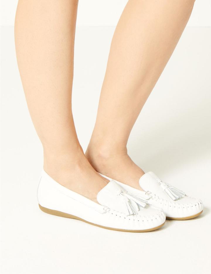 Marks & Spencer Suede Tassel Loafers White