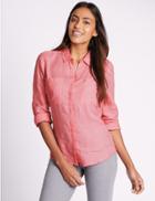 Marks & Spencer Pure Linen Long Sleeve Shirt Bubblegum
